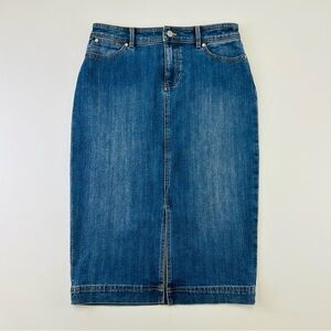 Talbots Petites blue denim jean midi skirt Size 6Petite